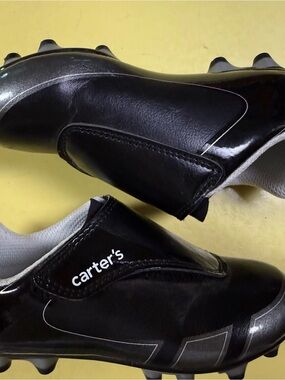 Carter's Black Soccer Cleats with Silver Accents